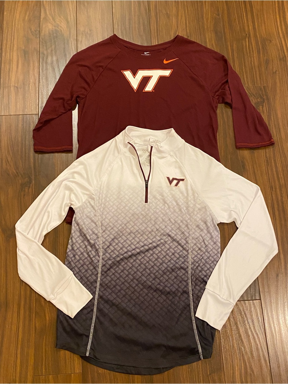 Bundle of 2 Virginia Tech athletic tops size L Nike Dri-Fit & Colosseum